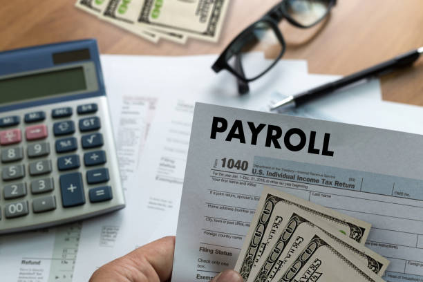 payroll businessman working financial accounting concept